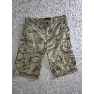 Swiss Cross Camo Shorts Mens 34x13 Khaki Green Cargo Ripstop Trail Skater